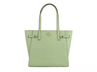 Carmen Large Light Sage Saffiano Leather North South Tote Handbag - IzzySauvage