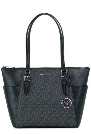 Charlotte Black PVC Leather Large Top Zip Tote Handbag Bag Purse - IzzySauvage