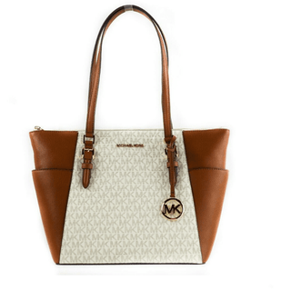 Charlotte Signature Leather Large Top Zip Tote Handbag Bag (Vanilla) - IzzySauvage