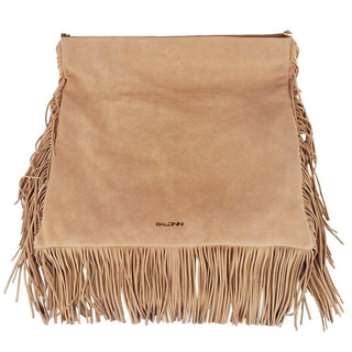 Chic Beige Suede Fringe Shoulder Bag - IzzySauvage