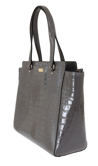 Chic Elissa Gray Leather Handbag - IzzySauvage