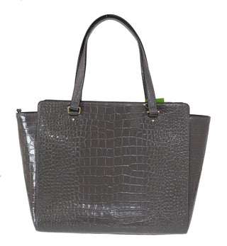 Chic Elissa Gray Leather Handbag - IzzySauvage