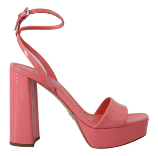 Chic Pink Patent Leather Platform Sandals - IzzySauvage