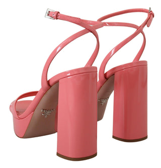 Chic Pink Patent Leather Platform Sandals - IzzySauvage