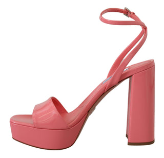 Chic Pink Patent Leather Platform Sandals - IzzySauvage