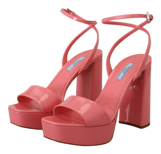 Chic Pink Patent Leather Platform Sandals - IzzySauvage