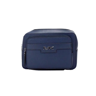 Cooper Small Navy Blue Smooth Leather Double Zip Belt Bag - IzzySauvage