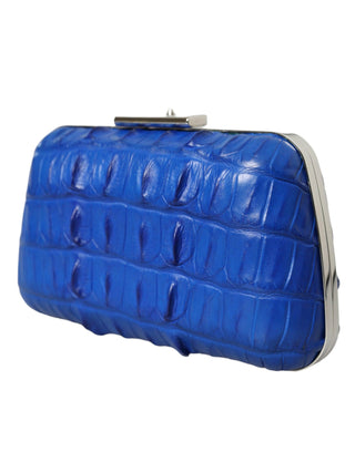 Electric Blue Crocodile Skin Clutch - IzzySauvage