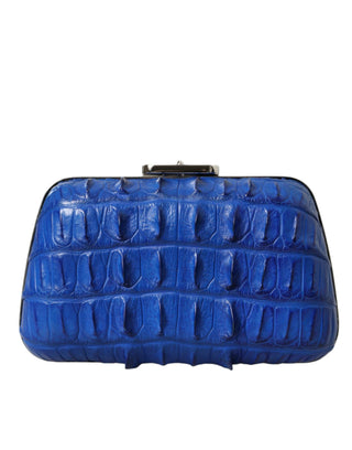 Electric Blue Crocodile Skin Clutch - IzzySauvage