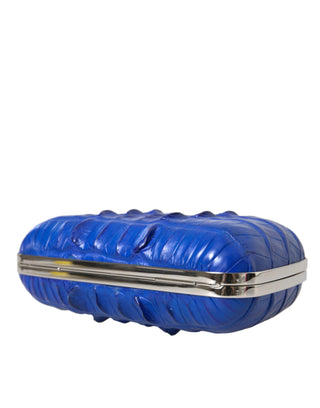 Electric Blue Crocodile Skin Clutch - IzzySauvage