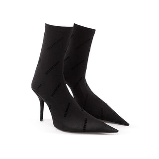 Elegant Black Spandex Statement Boots - IzzySauvage