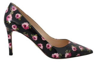 Elegant Floral Print Leather Pumps - IzzySauvage