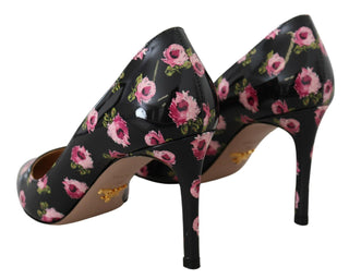 Elegant Floral Print Leather Pumps - IzzySauvage