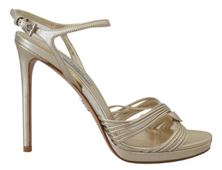 Elegant Gold Stiletto Heel Sandals - IzzySauvage