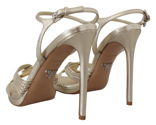 Elegant Gold Stiletto Heel Sandals - IzzySauvage