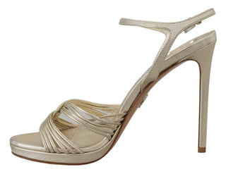 Elegant Gold Stiletto Heel Sandals - IzzySauvage