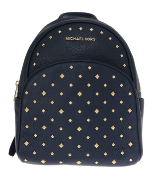 Elegant Leather ABBEY Backpack in Navy Blue - IzzySauvage