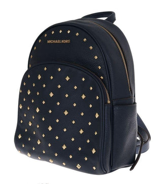 Elegant Leather ABBEY Backpack in Navy Blue - IzzySauvage