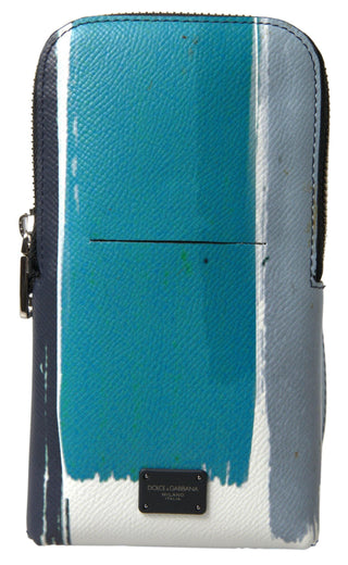 Elegant Leather Crossbody Phone Bag in Blue & White - IzzySauvage