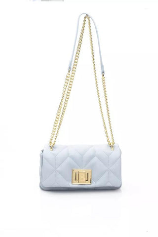 Elegant Light Blue Shoulder Bag with Golden Accents - IzzySauvage