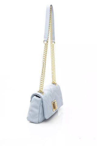 Elegant Light Blue Shoulder Bag with Golden Accents - IzzySauvage