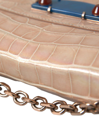 Elegant Mini Chain Beige Clutch for Evening Elegance - IzzySauvage