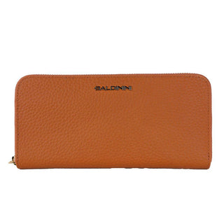 Elegant Orange Leather Wallet with Zipper - IzzySauvage