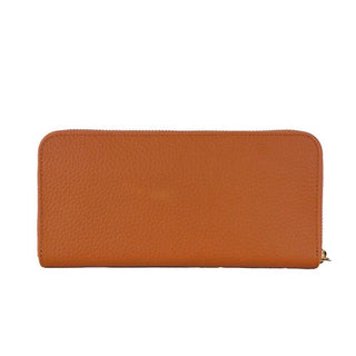 Elegant Orange Leather Wallet with Zipper - IzzySauvage