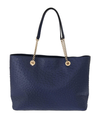 Elegant Ostrich Leather Handbag in Blue - IzzySauvage