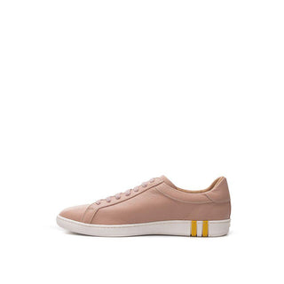 Elegant Pink Cotton Leather Sneakers - IzzySauvage