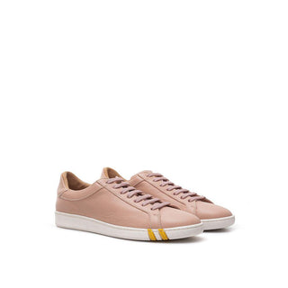 Elegant Pink Cotton Leather Sneakers - IzzySauvage