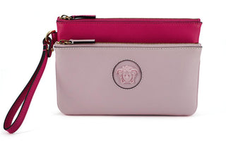 Elegant Pink Leather Pouch Clutch - IzzySauvage