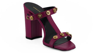 Elegant Purple Calf Leather High Sandals - IzzySauvage