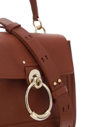 Elegant Sepia Brown Calfskin Shoulder Handbag - IzzySauvage