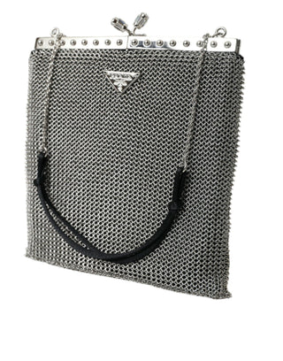 Elegant Silver Mesh Shoulder Evening Bag - IzzySauvage