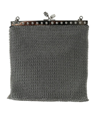 Elegant Silver Mesh Shoulder Evening Bag - IzzySauvage