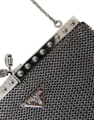 Elegant Silver Mesh Shoulder Evening Bag - IzzySauvage