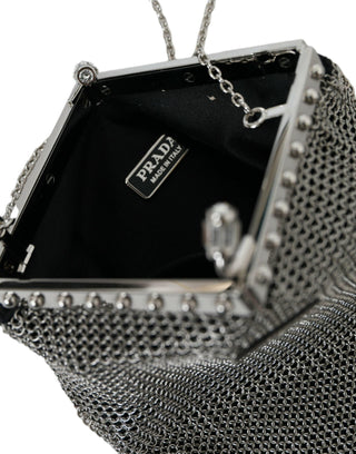 Elegant Silver Mesh Shoulder Evening Bag - IzzySauvage