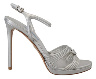 Elegant Silver Stiletto Heels Sandals - IzzySauvage