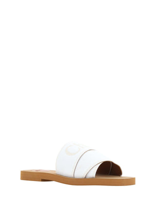 Elegant White Cotton Slide Sandals - IzzySauvage