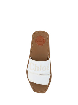 Elegant White Cotton Slide Sandals - IzzySauvage