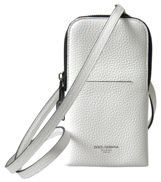 Elegant White Leather Phone Crossbody Bag - IzzySauvage