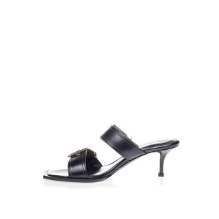 Elevate Your Steps in Timeless Black Leather Sandals - IzzySauvage