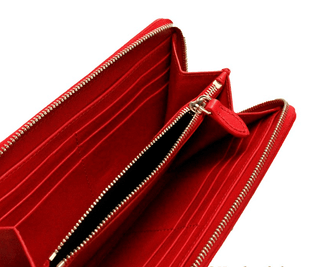 Elmore Red Embossed Logo Leather Continental Clutch Wallet - IzzySauvage