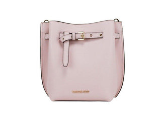 Emilia Small Powder Blush Pebble Leather Bucket Messenger Handbag - IzzySauvage