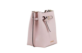 Emilia Small Powder Blush Pebble Leather Bucket Messenger Handbag - IzzySauvage