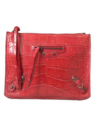 Exotic Red Alligator Leather Clutch - IzzySauvage