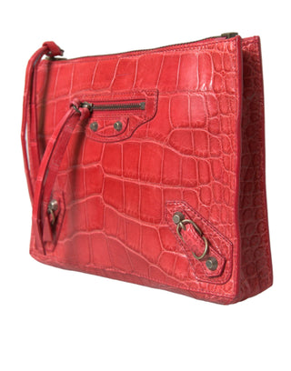 Exotic Red Alligator Leather Clutch - IzzySauvage