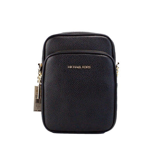 Flight Black Pebbled Leather North South Chain Crossbody Bag - IzzySauvage