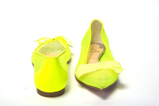 Fluro Yellow Flat Point Toe Shoe - IzzySauvage